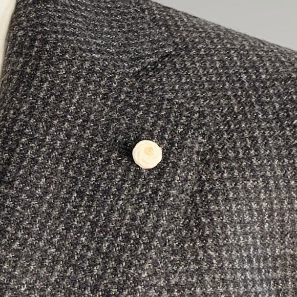 LUIGI BIANCHI Size 40 Regular Grey Charcoal Checkered Notch Lapel Sport Coat - Picture 3 of 10